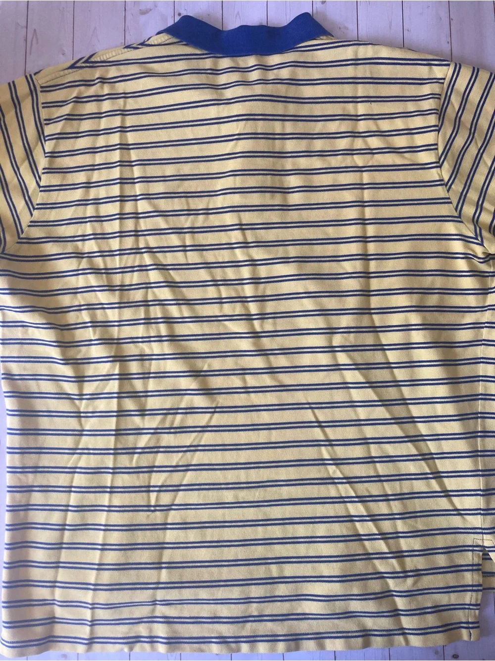 Polo Ralph Lauren Mens XXL Yellow Blue Stripe Polo Shirt Custom Fit Short Sleeve